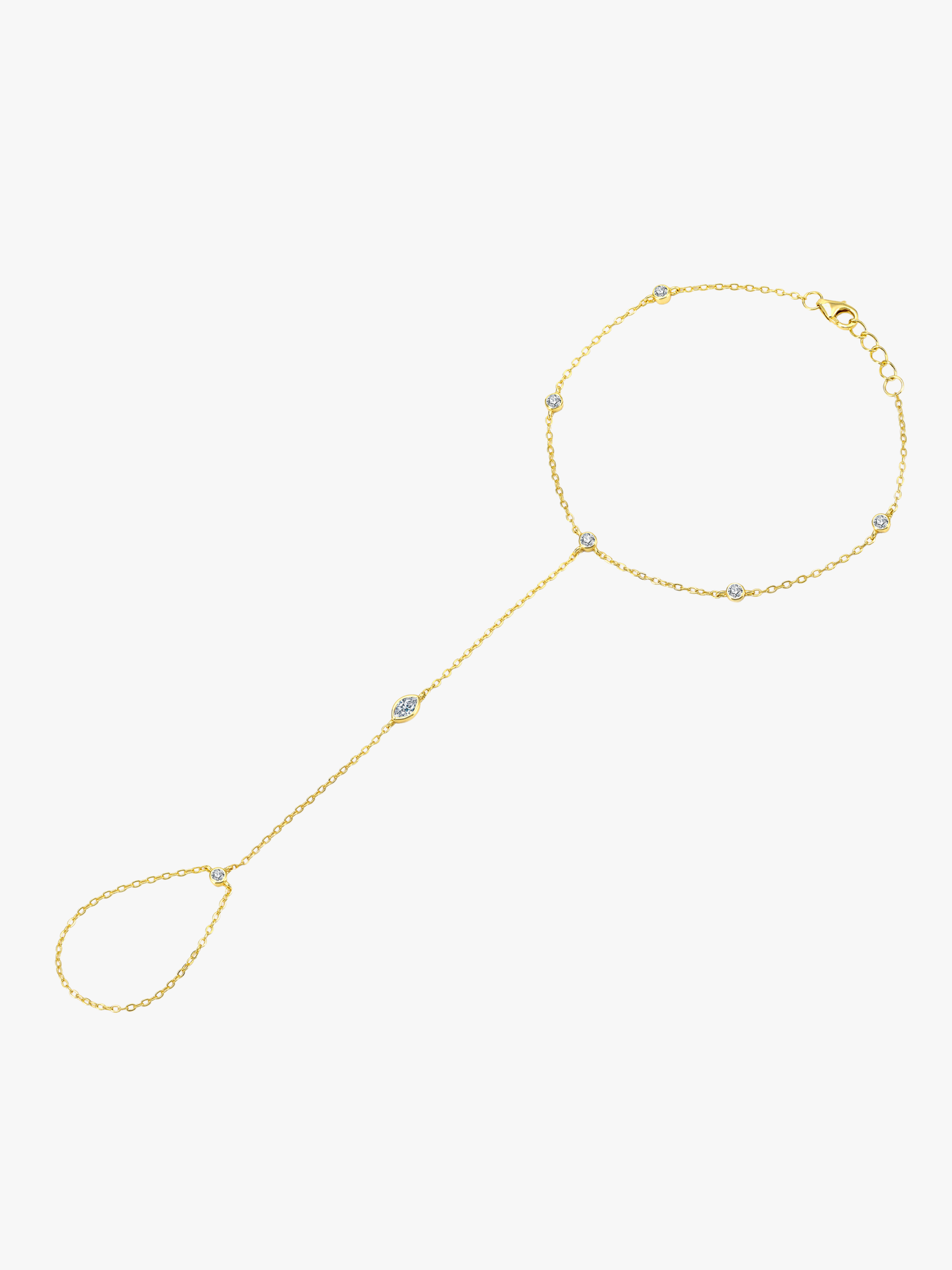 Multi Bezel Hand Chain Bracelet