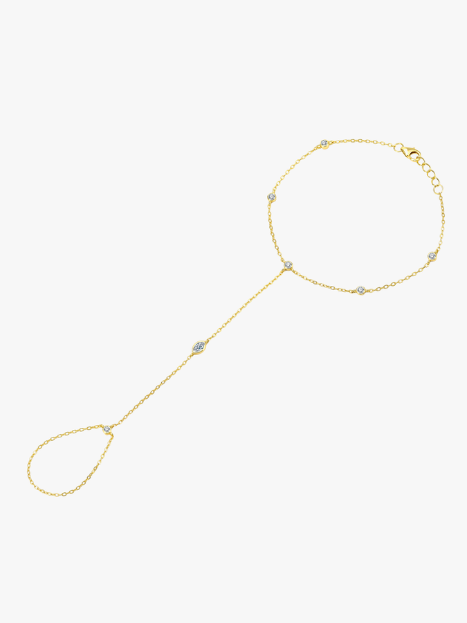 Multi Bezel Hand Chain Bracelet