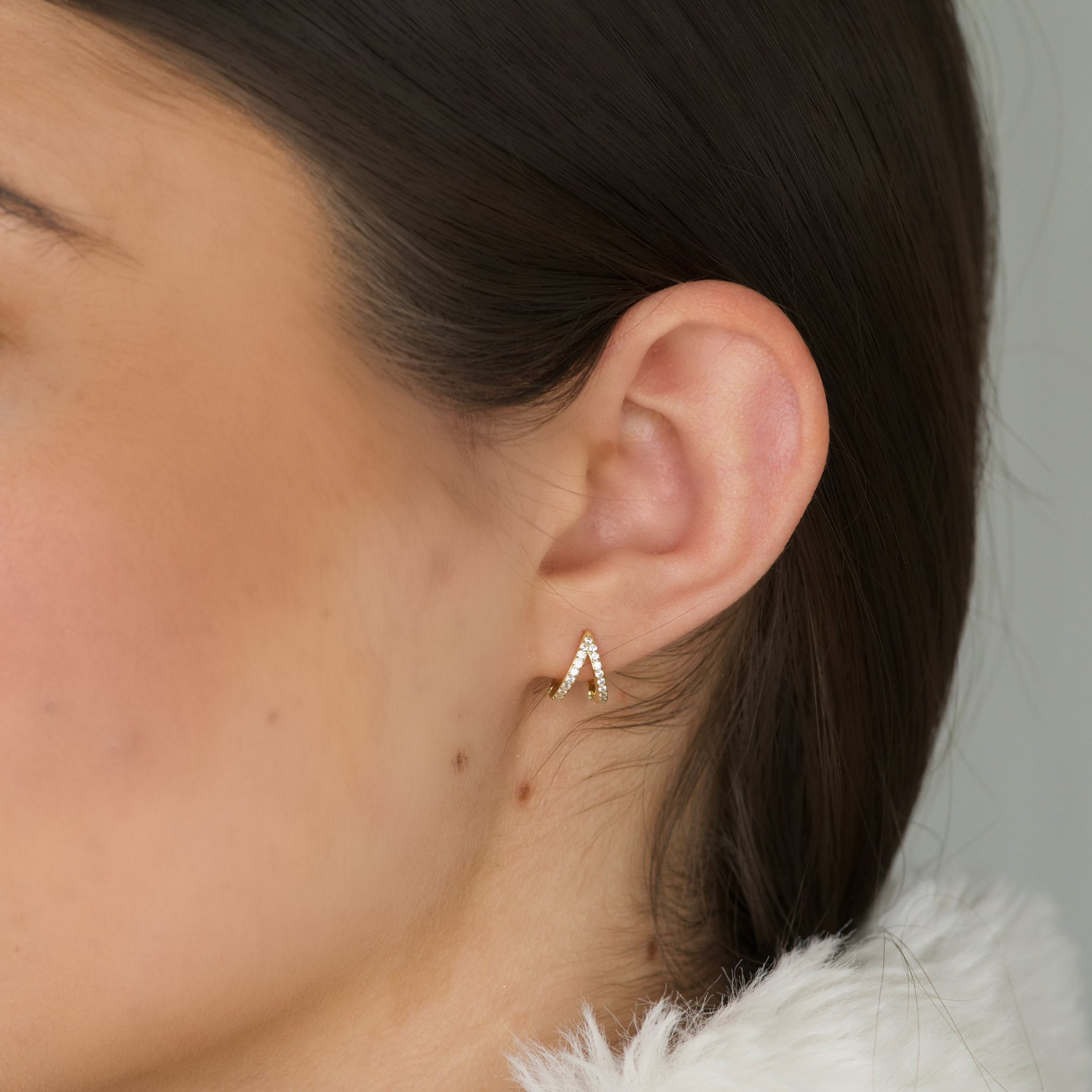 Pave Double Huggie Earring