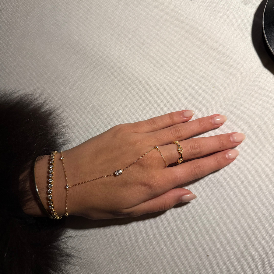 Multi Bezel Hand Chain Bracelet