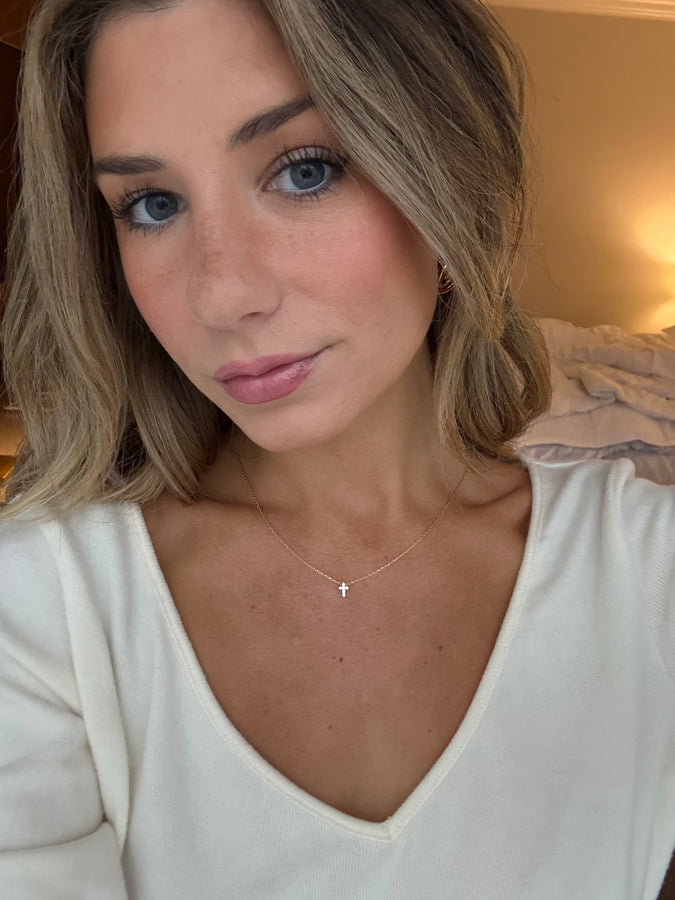 Mini Pave Cross Necklace