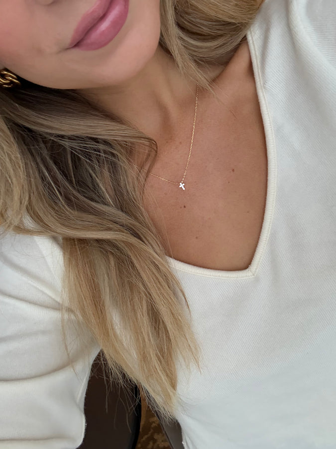 Mini Pave Cross Necklace