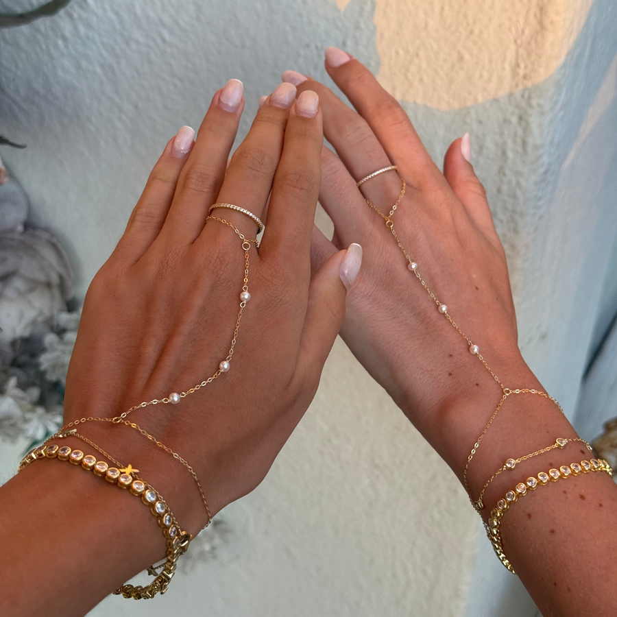 Pearl Hand Chain Bracelet