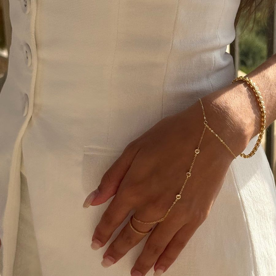 Bezel Hand Chain Bracelet