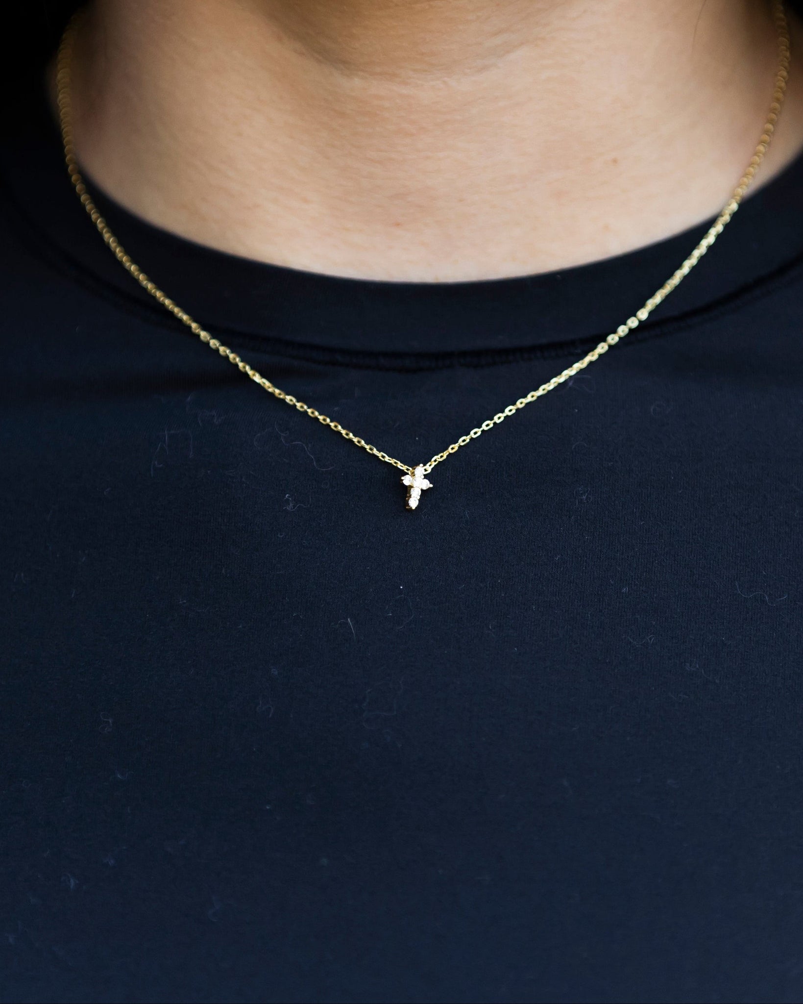 Mini Pave Cross Necklace