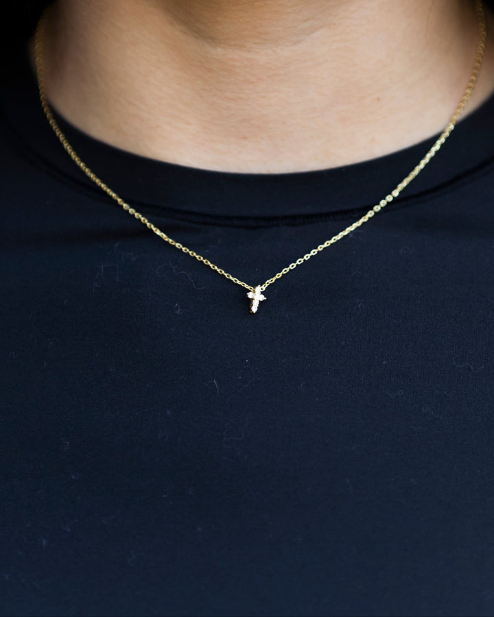 Mini Pave Cross Necklace