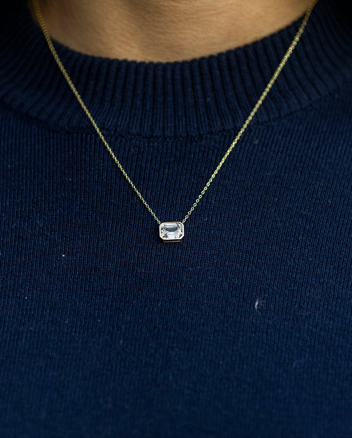 Classic Emerald Bezel Necklace