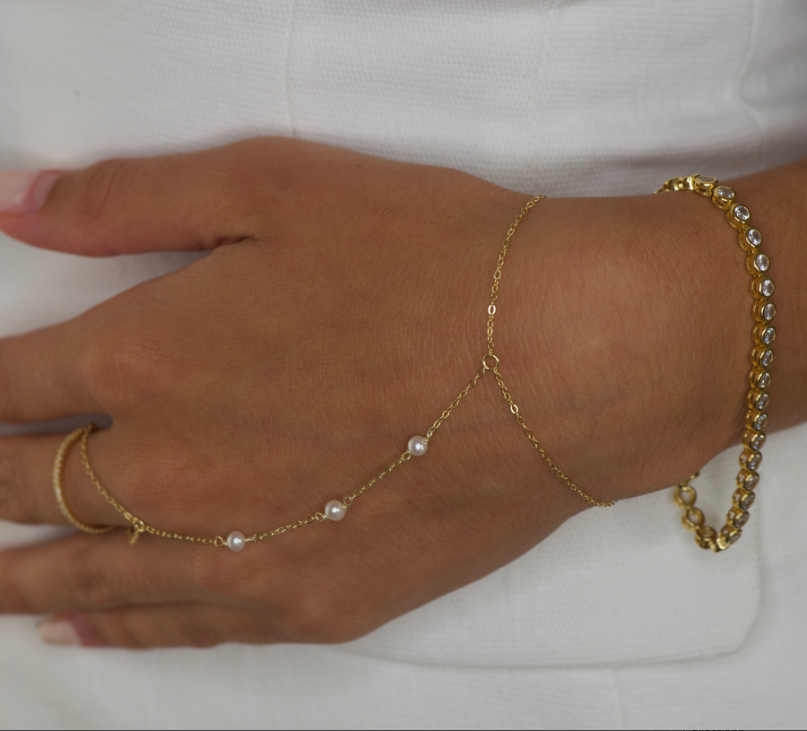Pearl Hand Chain Bracelet