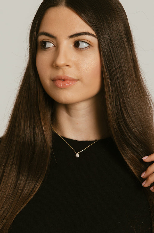 Classic Pear Bezel Necklace