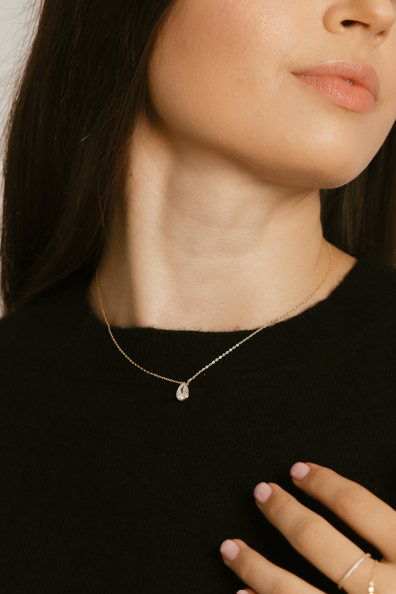 Classic Pear Bezel Necklace